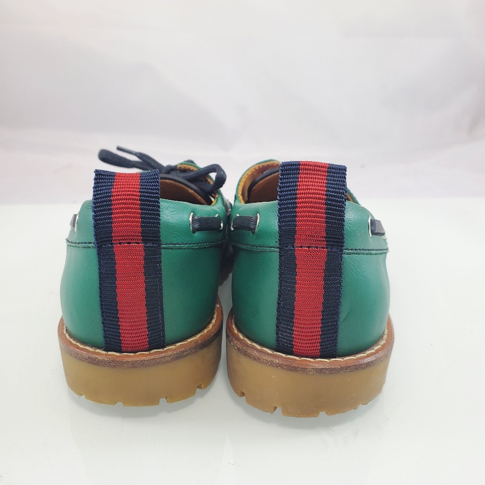 NWT$420 Gucci Boy's Green Leather Loafer w/ Red Animal Print Sz Gucci 30 US 12.5 - Picture 6 of 12